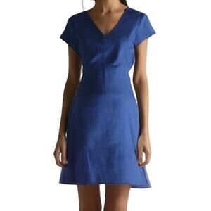 Maison Jules Blu Notte Fit & Flare Blue Pleated Mini Dress Womens Large